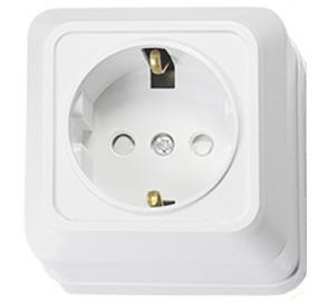 Розетка накладная с заземлением ASD Bolleto 1-м. шторки белый фото Розетка накладная с заземлением ASD Bolleto 1-м. шторки белый картинка